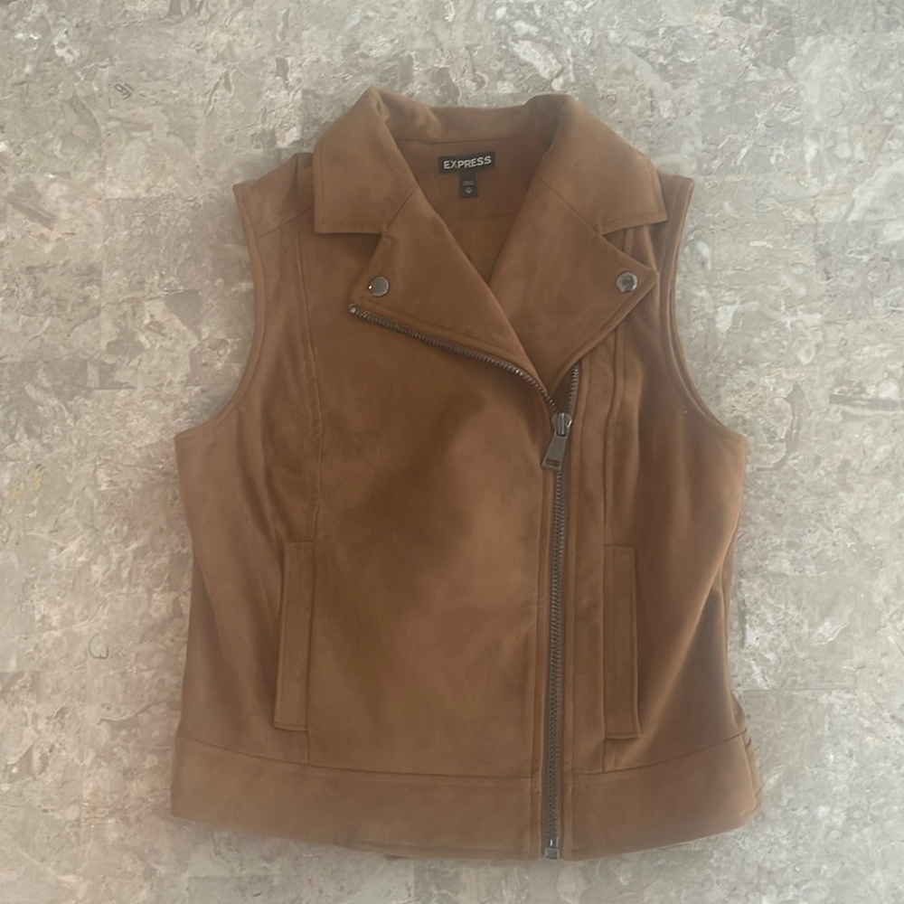 Express Faux Saude Brown Vest Size X-Small